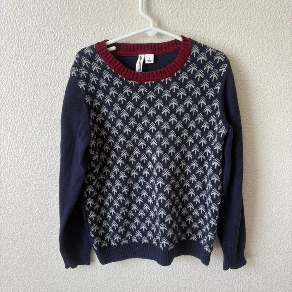 Janie and Jack Boys Navy Fair Isle Cotton Sweater Size 6